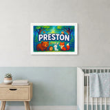Preston Name Art - Forest Friends personalized wall print for kids
