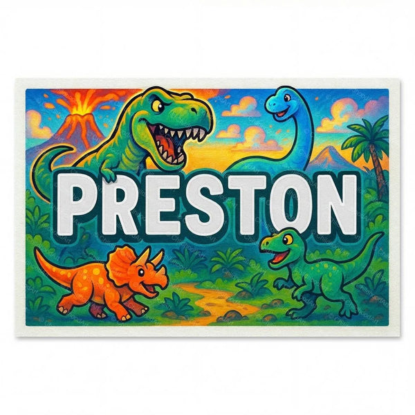 Preston Name Art - Dinosaur Adventure Personalized Wall Art