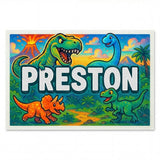 Preston Name Art - Dinosaur Adventure personalized wall print for kids