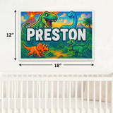 Preston Name Art - Dinosaur Adventure personalized wall print for kids