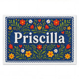 Priscilla Name Art - Floral Farmhouse personalized wall print for kids