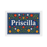 Priscilla Name Art - Floral Farmhouse personalized wall print for kids