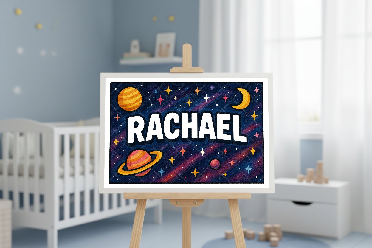 Personalized space name art for Rachael
