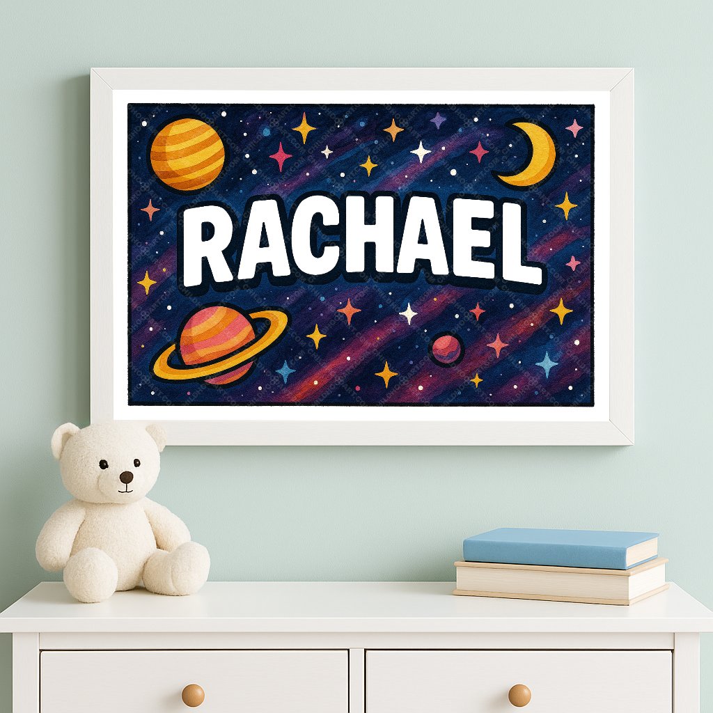 Personalized space name art for Rachael