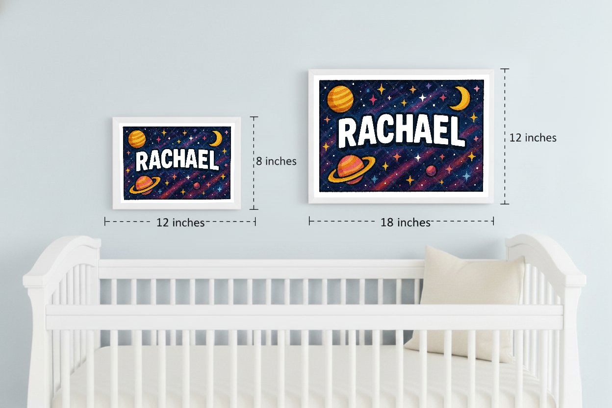 Personalized space name art for Rachael
