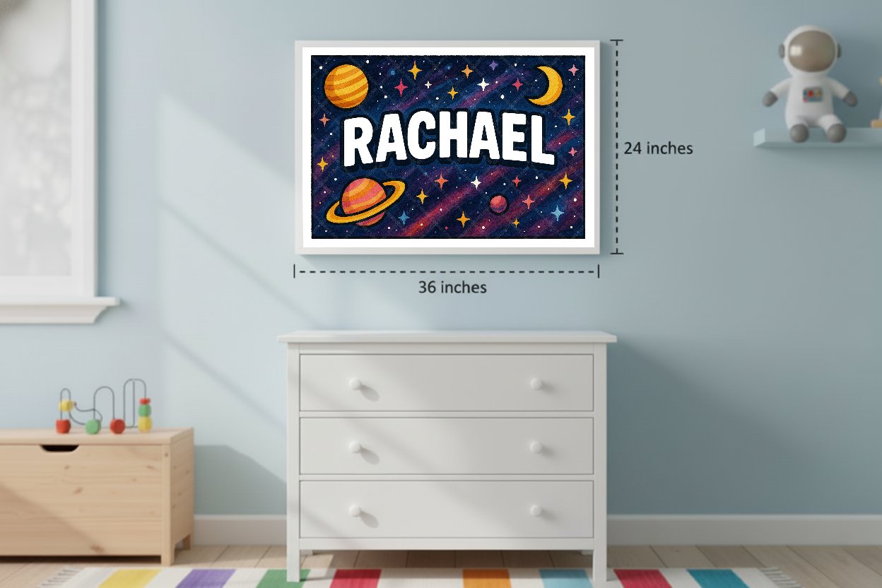 Personalized space name art for Rachael
