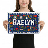 Raelyn Name Art - Floral Farmhouse personalized wall print for kids