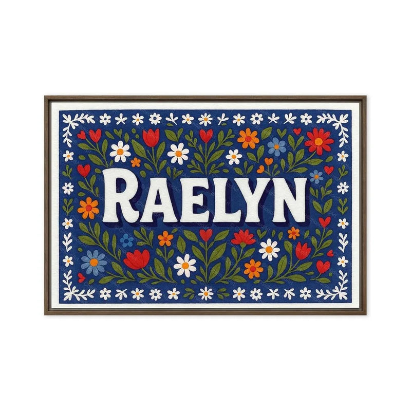 Raelyn Name Art - Floral Farmhouse personalized wall print for kids