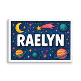 Raelyn Name Art - Space Explorers personalized wall print for kids
