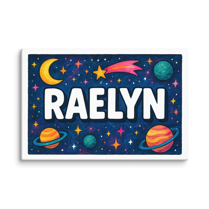 Raelyn Name Art - Space Explorers personalized wall print for kids