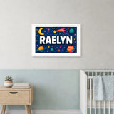 Raelyn Name Art - Space Explorers personalized wall print for kids