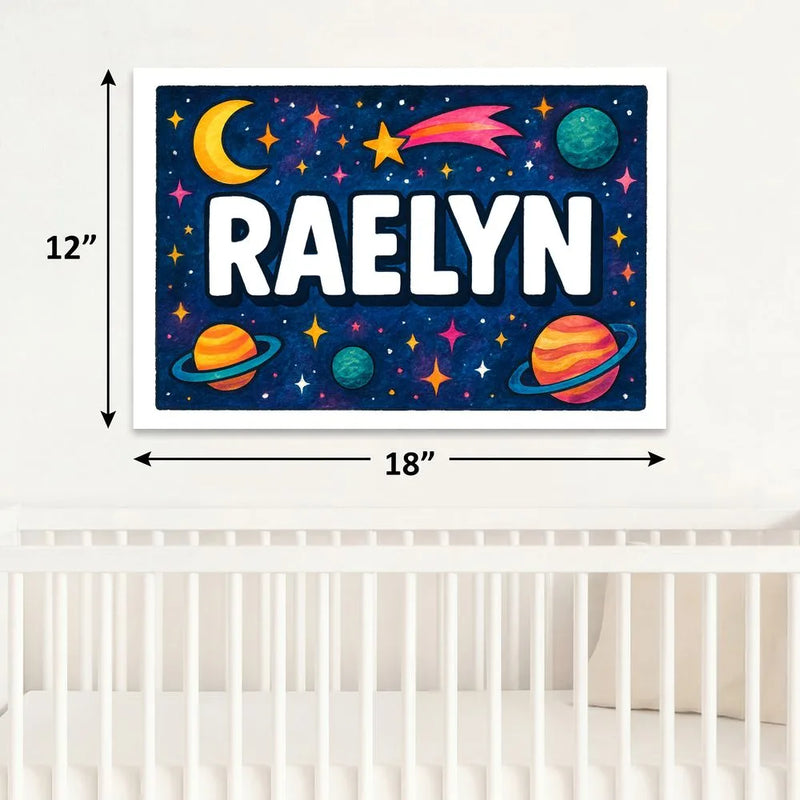 Raelyn Name Art - Space Explorers personalized wall print for kids