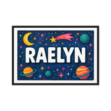 Raelyn Name Art - Space Explorers personalized wall print for kids