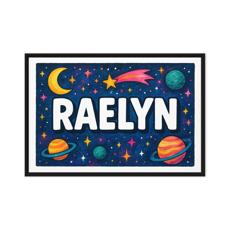Raelyn Name Art - Space Explorers personalized wall print for kids