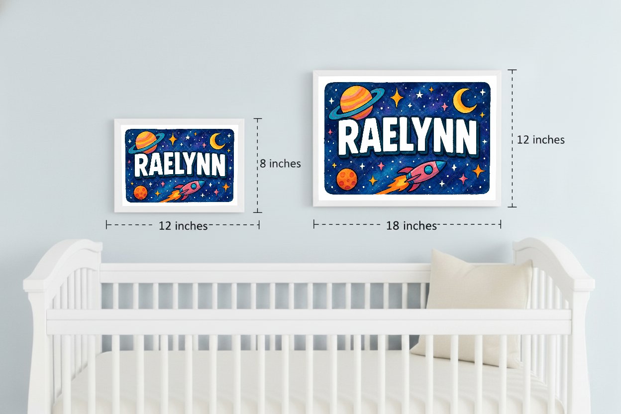 Personalized space name art for Raelynn