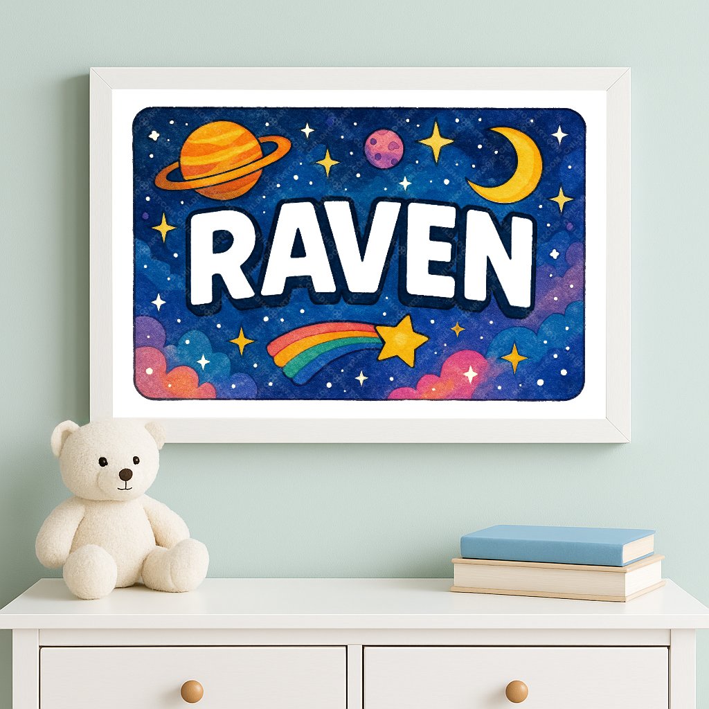 Personalized space name art for Raven