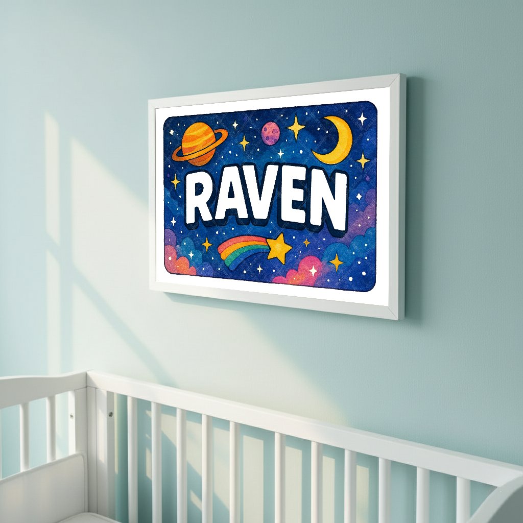 Personalized space name art for Raven