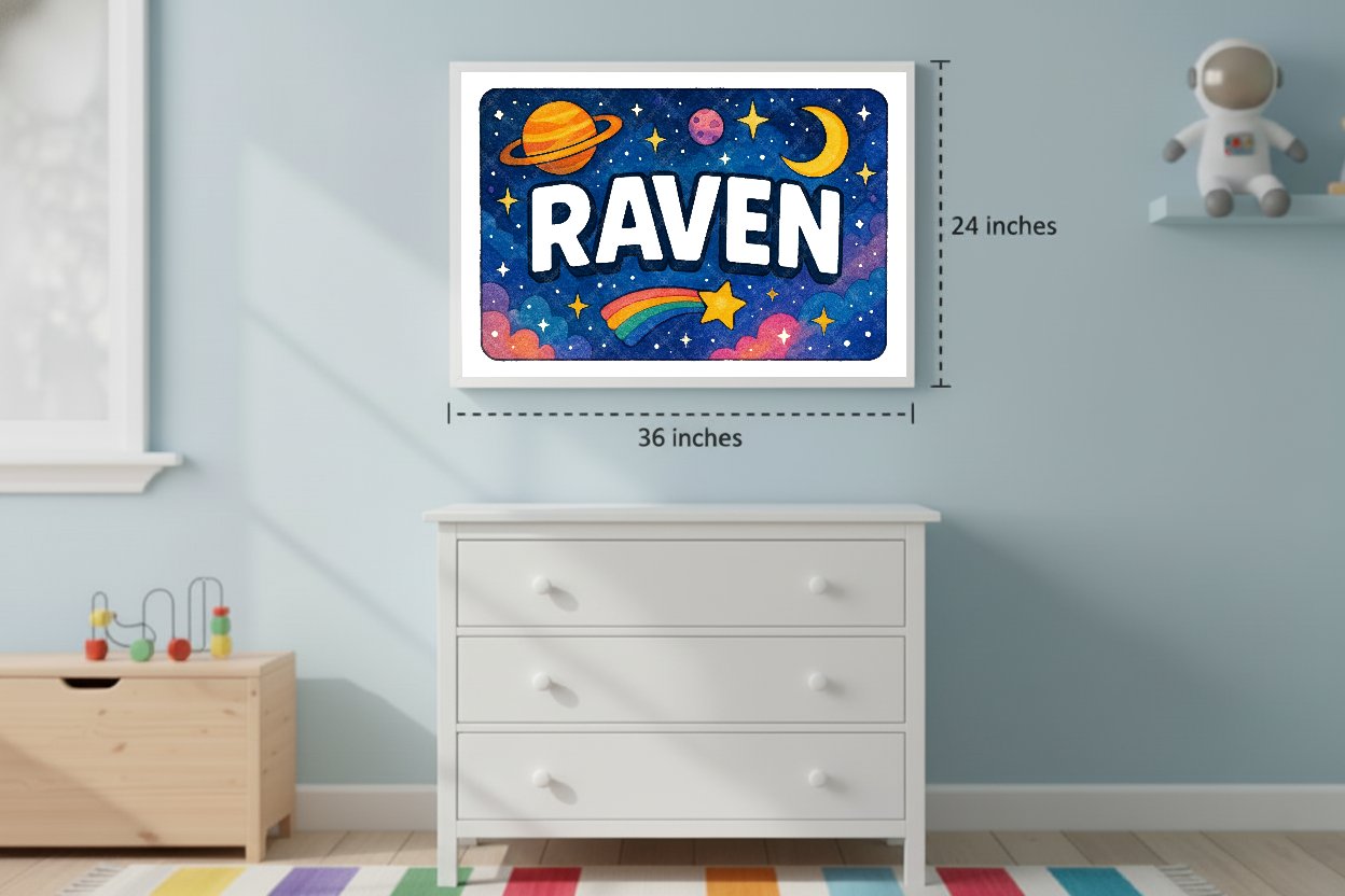 Personalized space name art for Raven