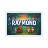 Raymond Name Art - Forest Friends personalized wall print for kids