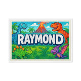 Raymond Name Art - Dinosaur Adventure personalized wall print for kids