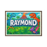 Raymond Name Art - Dinosaur Adventure personalized wall print for kids
