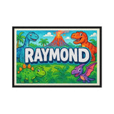 Raymond Name Art - Dinosaur Adventure personalized wall print for kids