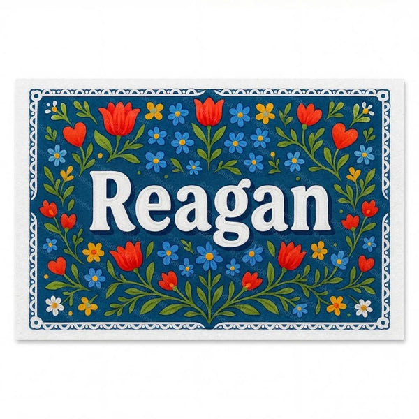 Personalized Reagan name art print in the Floral farmhouse style