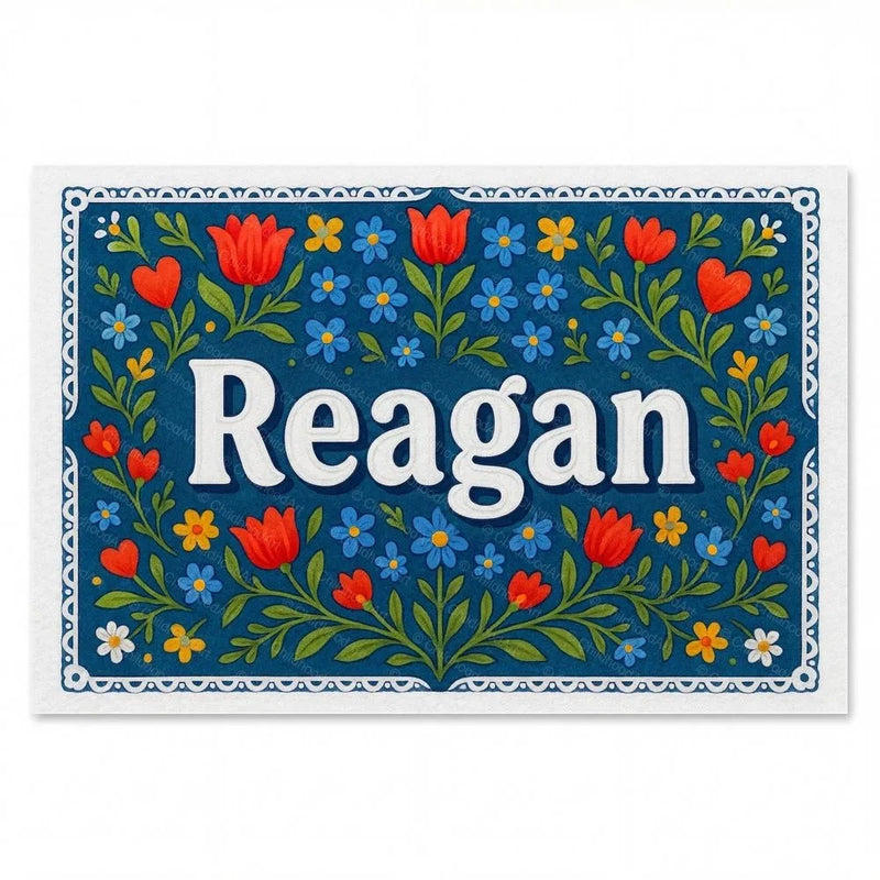 Reagan Name Art - Floral Farmhouse personalized wall print for kids