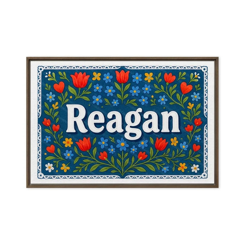 Reagan Name Art - Floral Farmhouse personalized wall print for kids