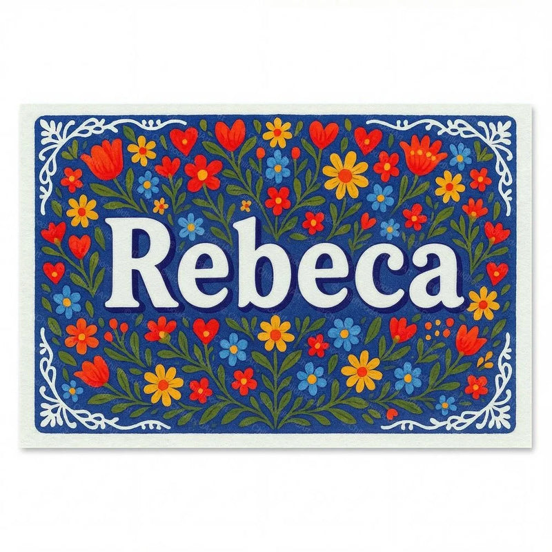 Rebeca Name Art - Floral Farmhouse personalized wall print for kids