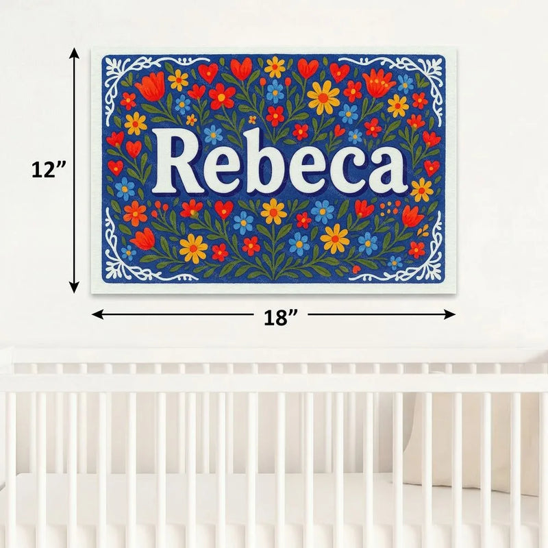 Rebeca Name Art - Floral Farmhouse personalized wall print for kids