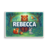Rebecca Name Art - Forest Friends personalized wall print for kids