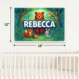 Rebecca Name Art - Forest Friends personalized wall print for kids