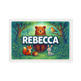 Rebecca Name Art - Forest Friends personalized wall print for kids