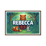 Rebecca Name Art - Forest Friends personalized wall print for kids