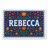 Rebecca Name Art - Floral Farmhouse personalized wall print for kids