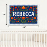 Rebecca Name Art - Floral Farmhouse personalized wall print for kids