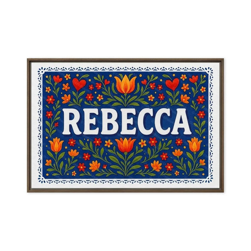 Rebecca Name Art - Floral Farmhouse personalized wall print for kids