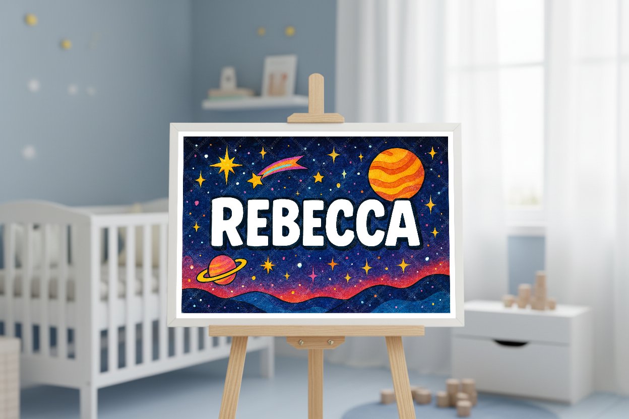 Personalized space name art for Rebecca