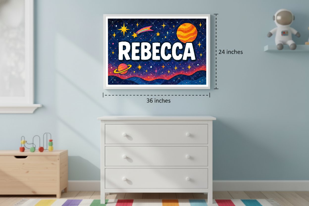 Personalized space name art for Rebecca