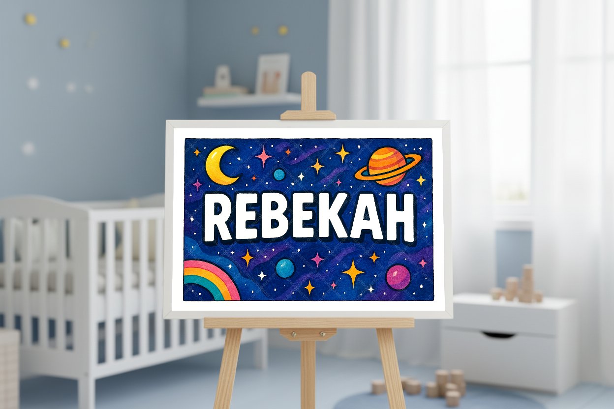 Personalized space name art for Rebekah