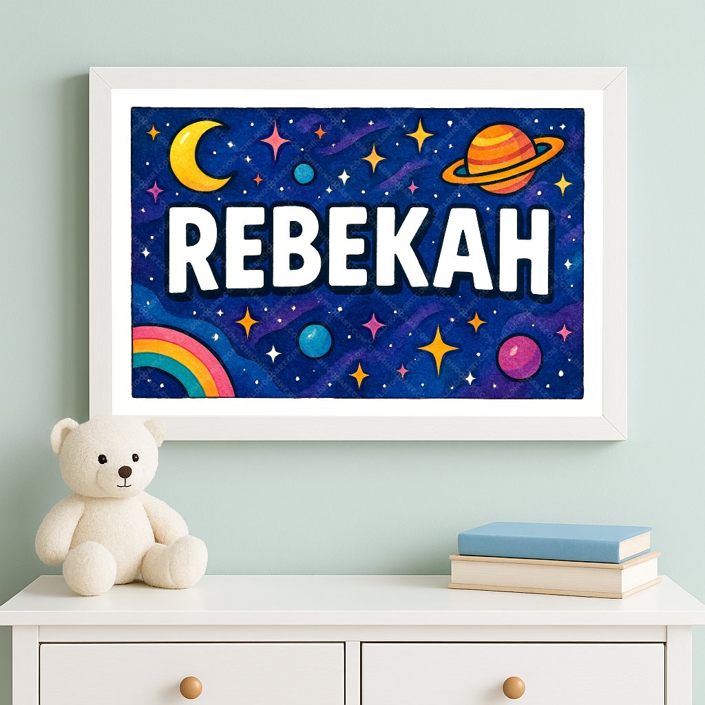 Personalized space name art for Rebekah