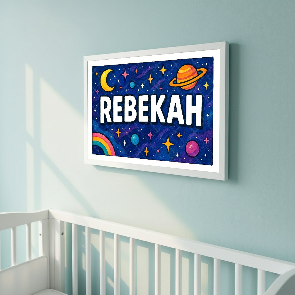 Personalized space name art for Rebekah