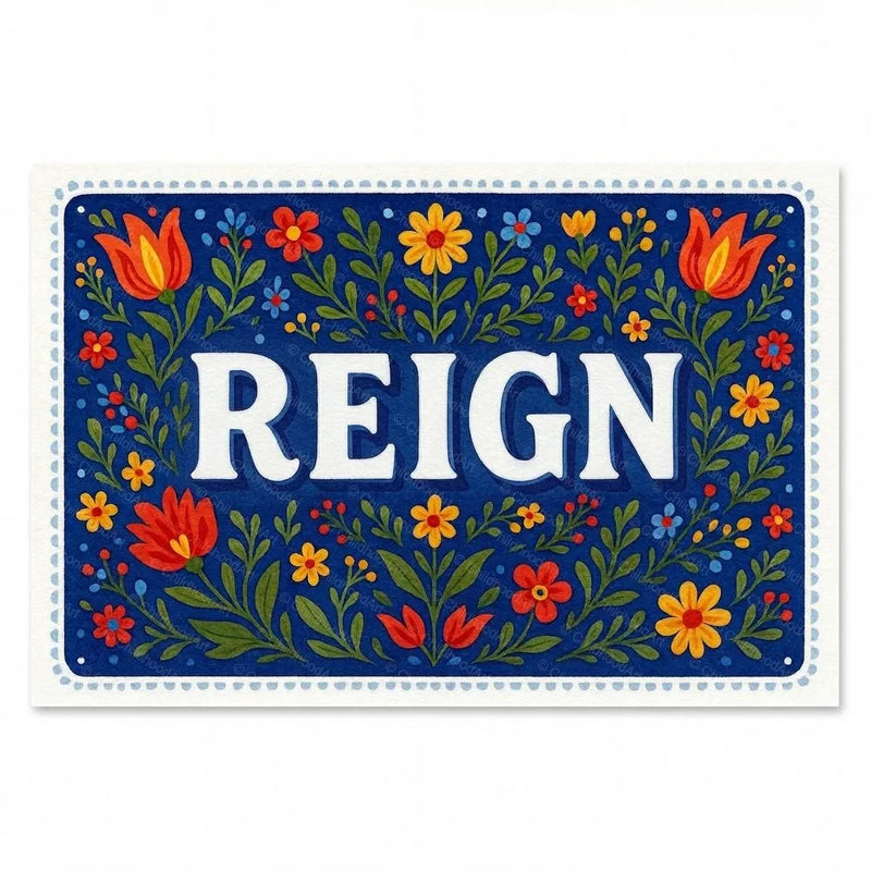Reign Name Art - Floral Farmhouse personalized wall print for kids