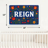Reign Name Art - Floral Farmhouse personalized wall print for kids