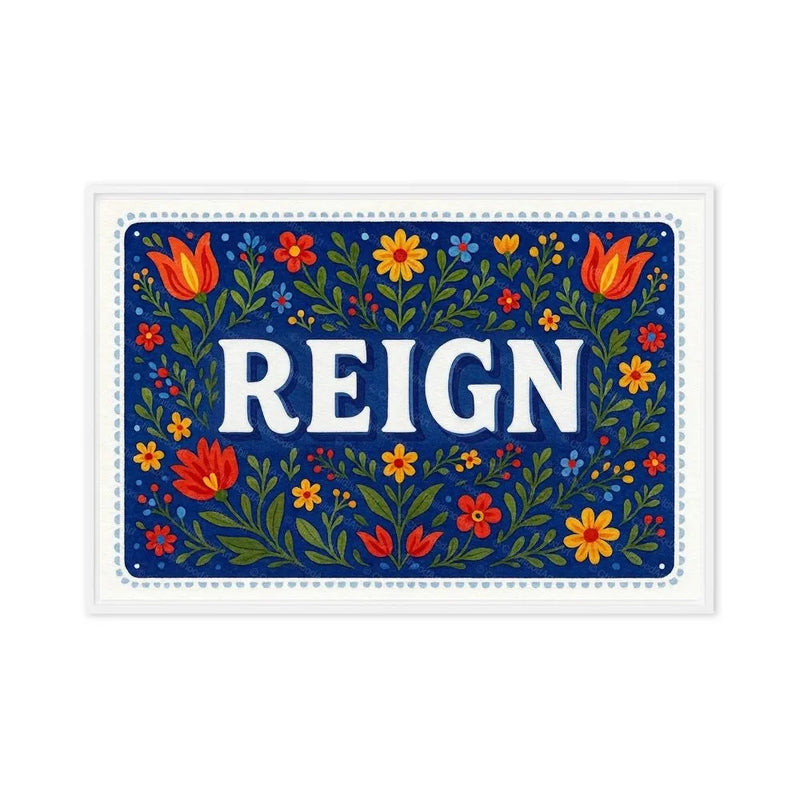 Reign Name Art - Floral Farmhouse personalized wall print for kids