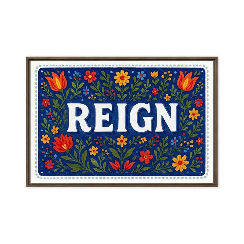 Reign Name Art - Floral Farmhouse personalized wall print for kids