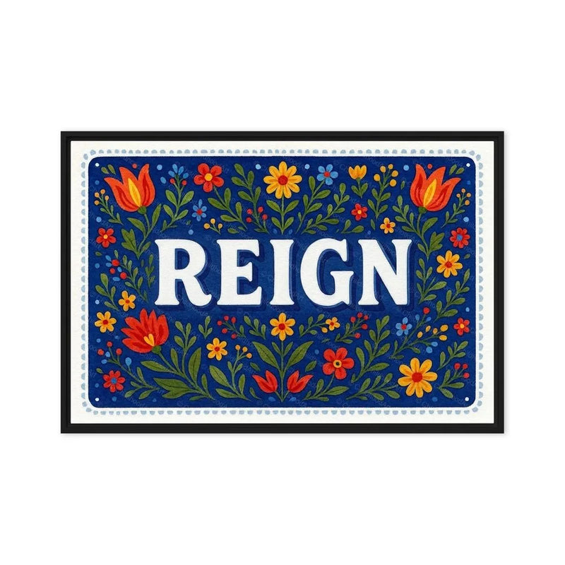 Reign Name Art - Floral Farmhouse personalized wall print for kids