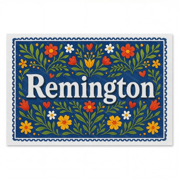 Personalized Remington name art print in the Floral farmhouse style