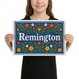Remington Name Art - Floral Farmhouse personalized wall print for kids